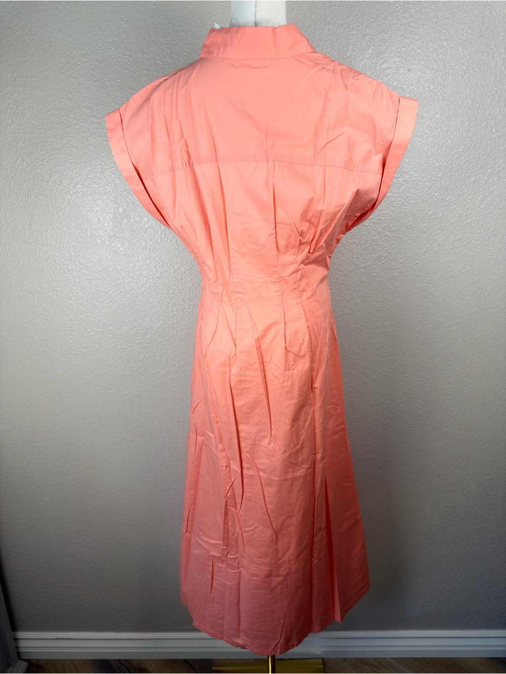 NWT GAP Coral-Peach Button Front Shirt Midi Dress, Medium - Picture 4 of 9
